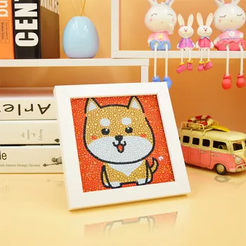 

New Children's Diamond Painting Frame Full Mosaic Embroidery Set Cute animal Avatar Parent-child Interactive Plaything Gift