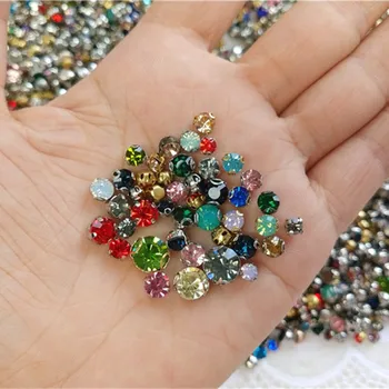 

200pcs 2mm-6mm Glass Silver Back Crystal Rhinestone Claw Drill AB Sew On Rhinestones DIY Crafts Accessories Manicure Tool