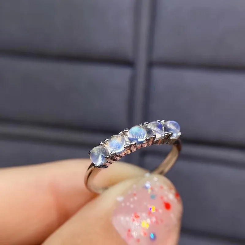 Кольцо из чистого серебра S925 женское модное кольцо с натуральным лунным камнем