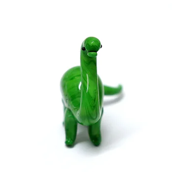 

Green miniature glass dinosaur art figurines ornaments cute Antique reptile gifts for kids home table top decoration accessories