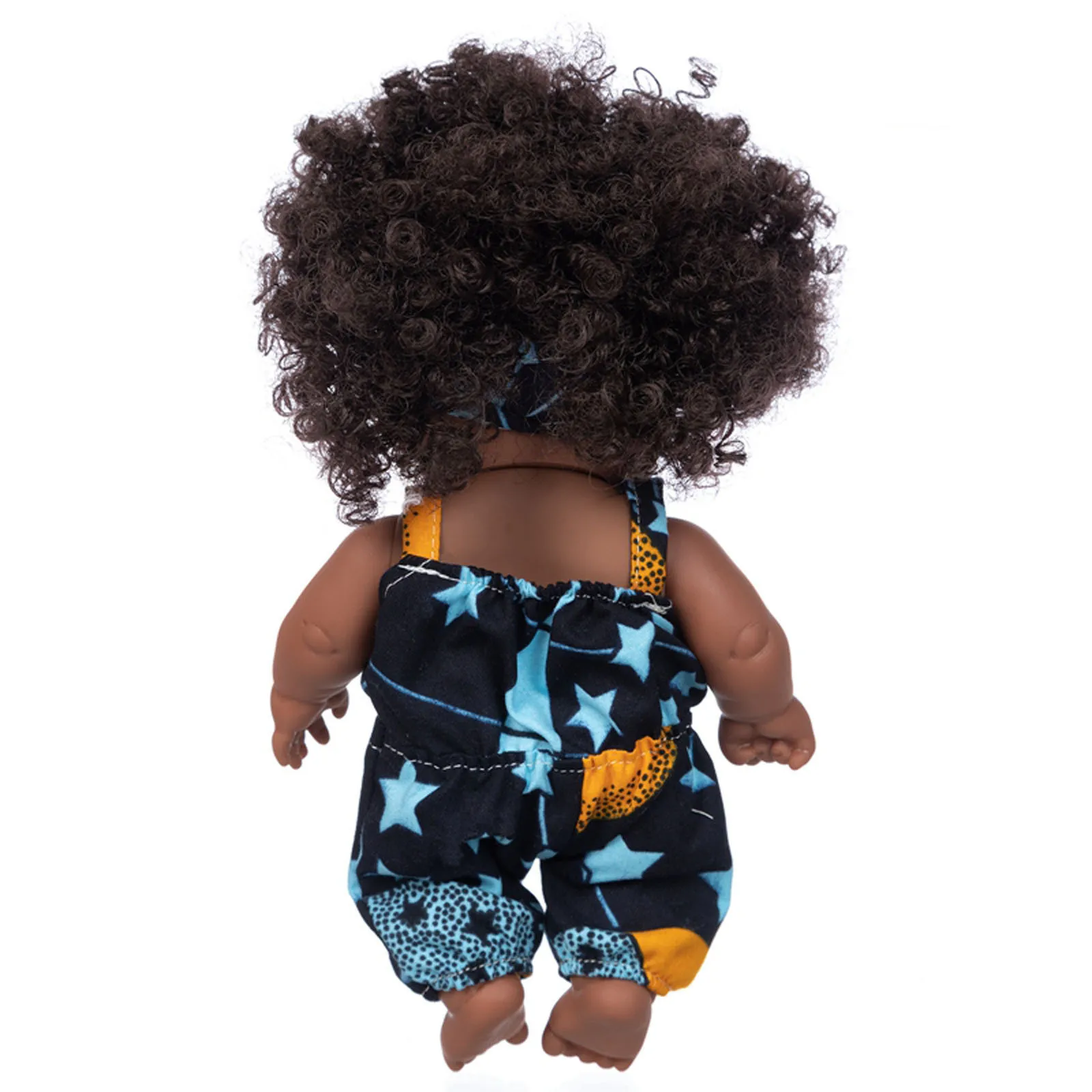 Black african black dolls lifelike explosion head wear a headscarf baby cute curly black inch