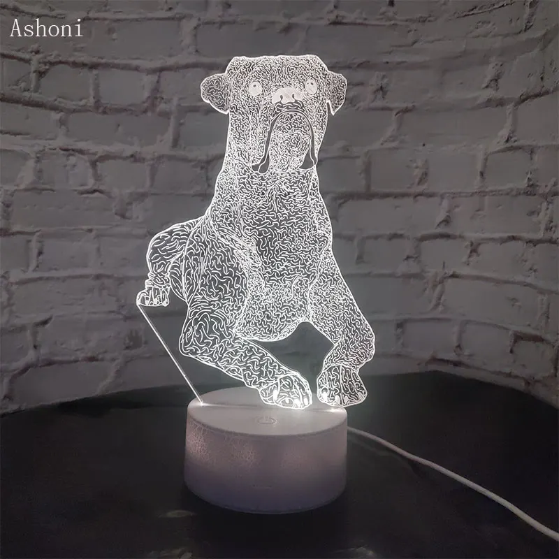 

3D LED Bulldog dog Model Night Light Table Lamp Baby Nightlight Color Changing Indoor Decoration Kid Girl Boys Child Gift