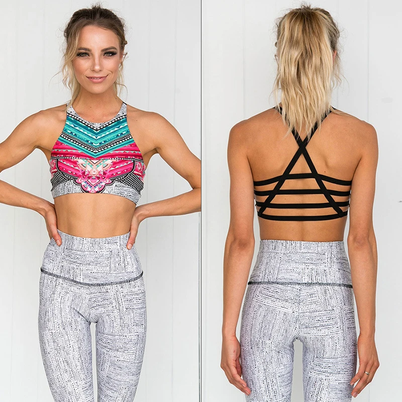 Workout Clothes For Women Printed Sport Clothing Seamless Yoga Set Running Women Leggings Sport Suit Sleeveless Women Sportswear (4)