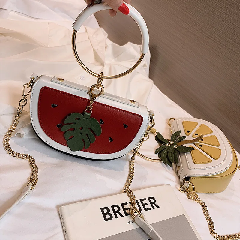 

2019 new texture summer watermelon fruit girl shoulder bag portable slung chain bag