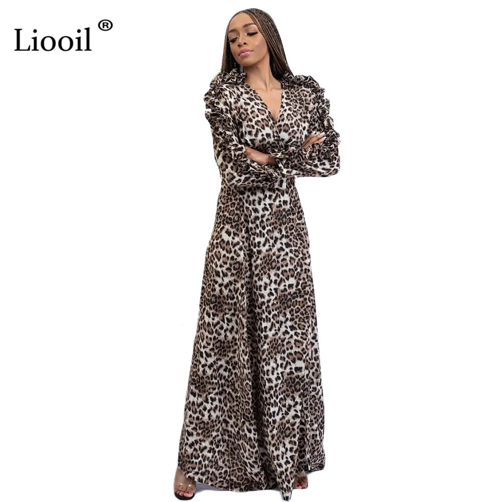 Liooil Leopard Print Sexy Ruffle Maxi Dress 2019 Autumn Winter Full Sleeve V Neck High Waist Maxi Dresses Woman Party Night Club Liooil Leopard Print Sexy Ruffle Maxi Dress 2019 Autumn Winter Full Sleeve V Neck High Waist Maxi Dresses Woman Party Night Club