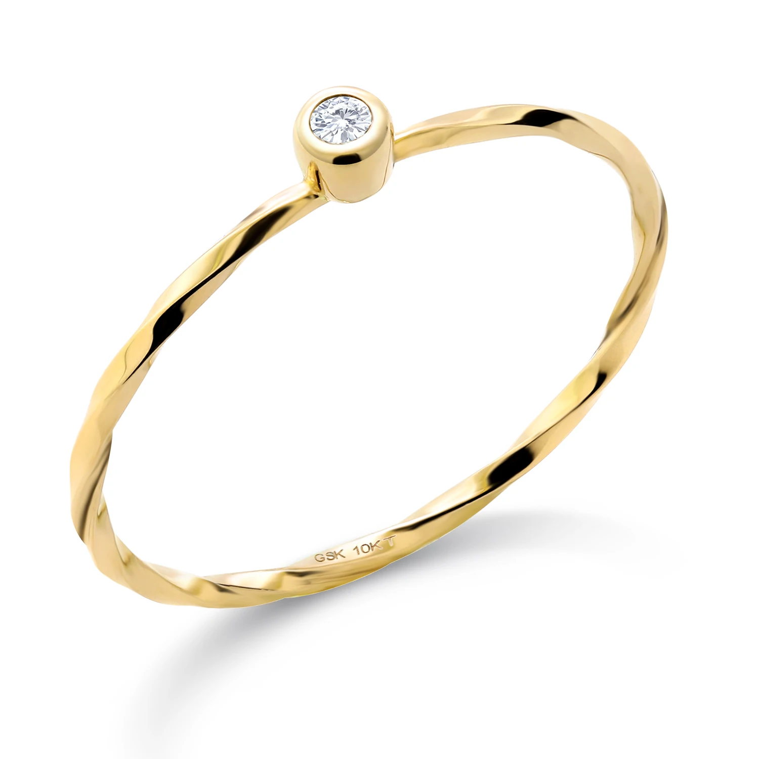 GemStoneKing 0.02Ct 10 к желтое золото круглый лабораторный алмаз обручальное кольцо для женщин ювелирные украшения(G-H цвета, VS2-S | 1 ясность