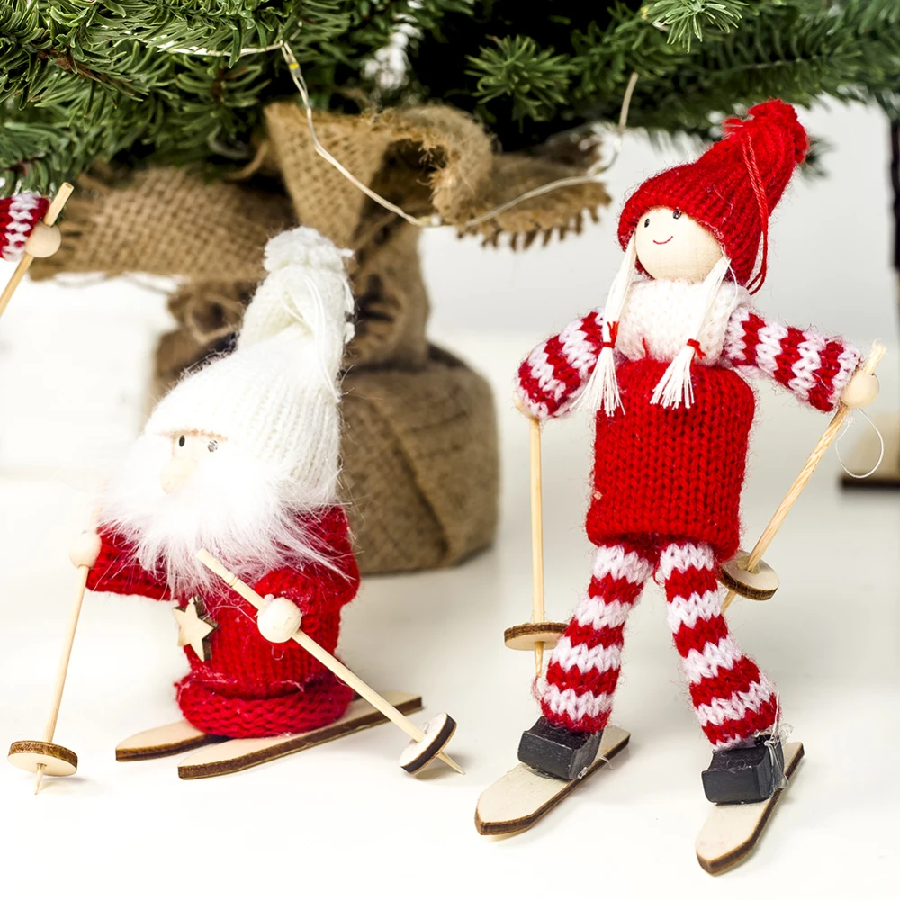 

5pcs Cute Wooden Doll Pendant Creative Christmas Tree Hanging Ornaments Decoration Pendants For Closet Door Window New