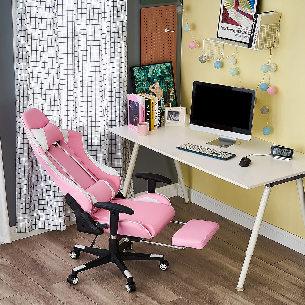 Gaming Sport Chair Swivel Gas Lift Lockable Reclining Chair with 5 Wheels Office Chair Adjustable Seat Height Pu Leather Seater