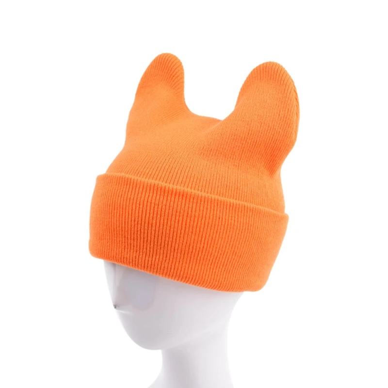 fisherman skully Ear Solid Color Knitting Keep Warm Crimping Beanie Unisex Autumn Winter Elasticity Fashion Skull Cap Ski Cap yellow skully hat