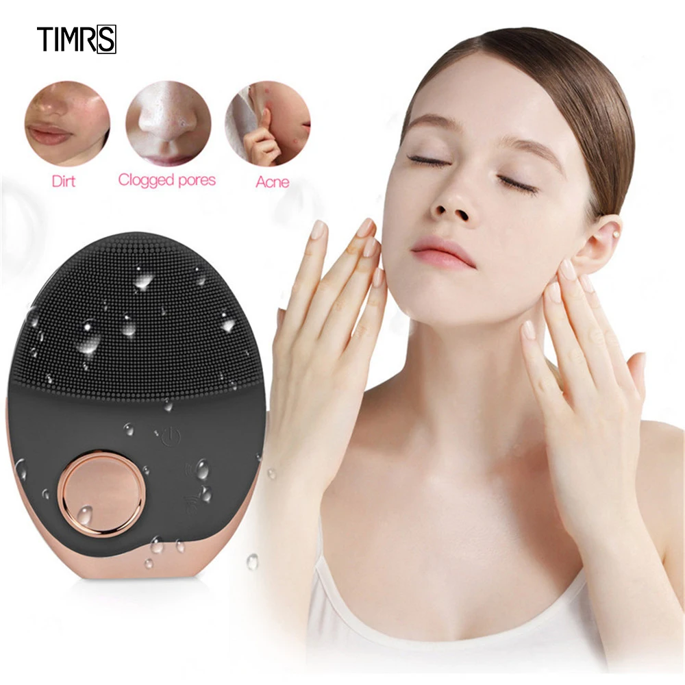 

Electric Massager Machine Phototherapy Silicone Facial Cleansing Brush Sonic Vibracion Wireless Charge Face Pore Cleaner Care