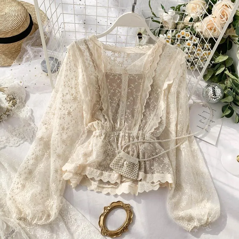 two-pieces-shirt-tank-new-autumn-women-ruffles-mesh-blouse-casual-embroidery-lace-shirts-female-puff-sleeve-blouses-tops-ab1944