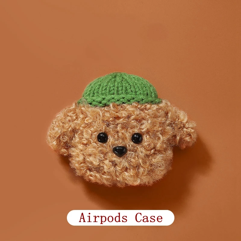 

Teddy Dog Knitted Plush Case For Airpods Case Wireless Bluetooth Earphone Cover Case For Apple AirPods 2 Case headphone adapter