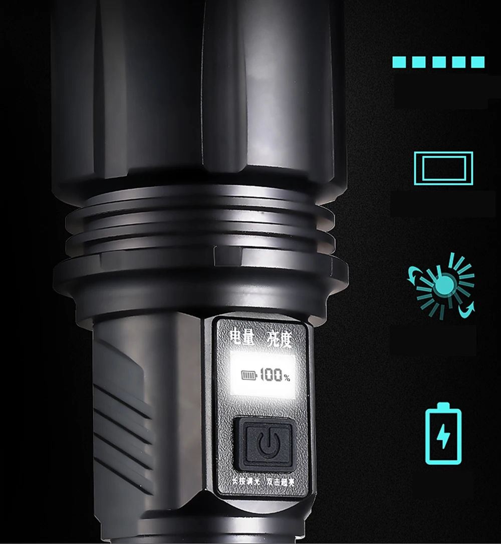 Lâmpada com Conta Superclara com Mtg2 Usb e Função de Saída à Prova Luz de Caça com Zoom Lanterna Poderosa Tática Entrada D'água Led 10 com conta, tática, entrada usb e função