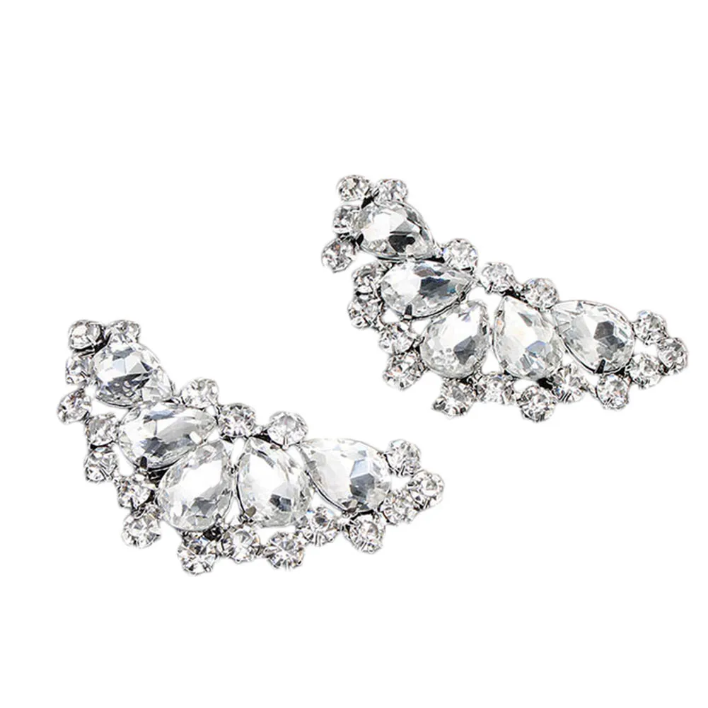 

2pcs Rhinestone Crystal Flower Shoe Buckle Shoe Clips for Bride Wedding Party QL Sale