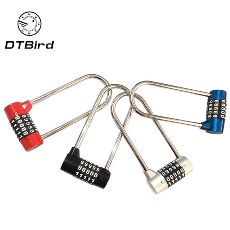 

5 Dial U Type Digit Metal Password Lock Gym Code Lock Padlock Portable Locker Lock Code Lock Steel Bracket Durable and Safe