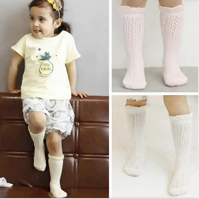 Girls Boy Thin Knee High Mesh Socks Leg Warmer Cotton Good Air Permeability Sock 