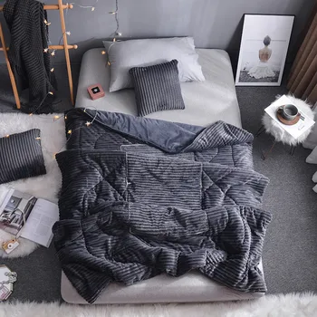 

denisroom Solid color summer quilt Breathable crystal velvet blanket cushion pillow dual-use air conditioner PO98#
