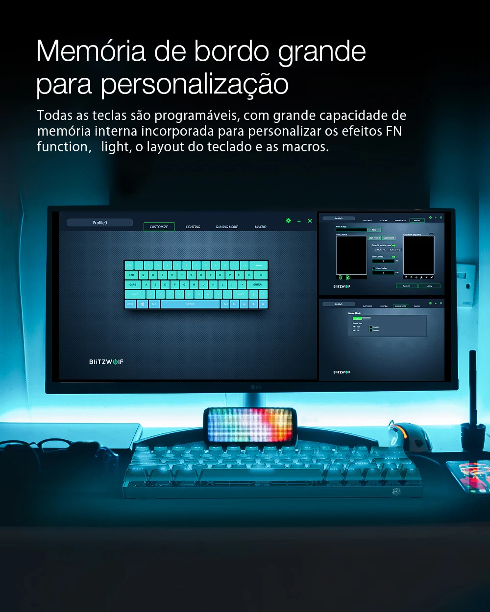 Gateron RGB 63 Teclas Layout NKRO Tipo-C