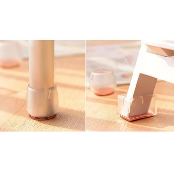 

30 Pieces Chair Leg Caps, Transparent Clear Silicone Table Furniture Leg Feet Tips Covers Wood Floor Protectors, Felt Pads