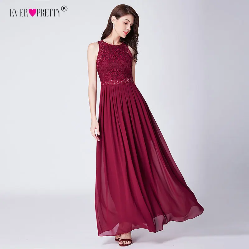 Prom Dresses 2020 Ever Pretty Elegant Beading Lace Long Banquet Party Gown Pleated Chiffon A-Line Robe De Soiree Lady Gala Dress