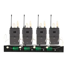 4-канальный UHF беспроводной микрофон системы с 4 головными микрофонами для сценических церковных семейных встреч