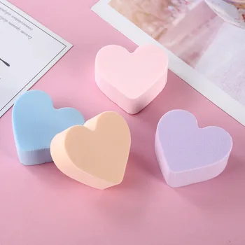 

New 4Pcs/Lot Heart Shaped Candy Color Soft Magic Face Cleaning Pad Cosmetic Puff Cleansing Sponge Wash Face Makeup Tools