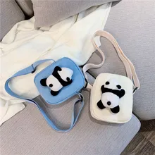 Новые милые детские маленькие холщовые сумки на плечо Милая панда кукла для девочек квадратная сумка через плечо Детский кошелек на молнии для монет маленький кошелек