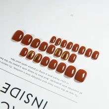 Поддельные ногти Лазерная цветная бумага Конфета стеклянная бумага маникюр патч готовой продукции красочные карамель фототерапия носить кончик для ногтей Wom