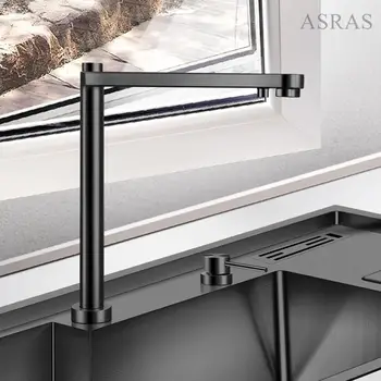 Cheap ASRAS Intelligent Lifting Kitchen Faucet Black 304 Stainless Steel Purification Tap Multifunctional Hot And Cold Washbasin Mixer