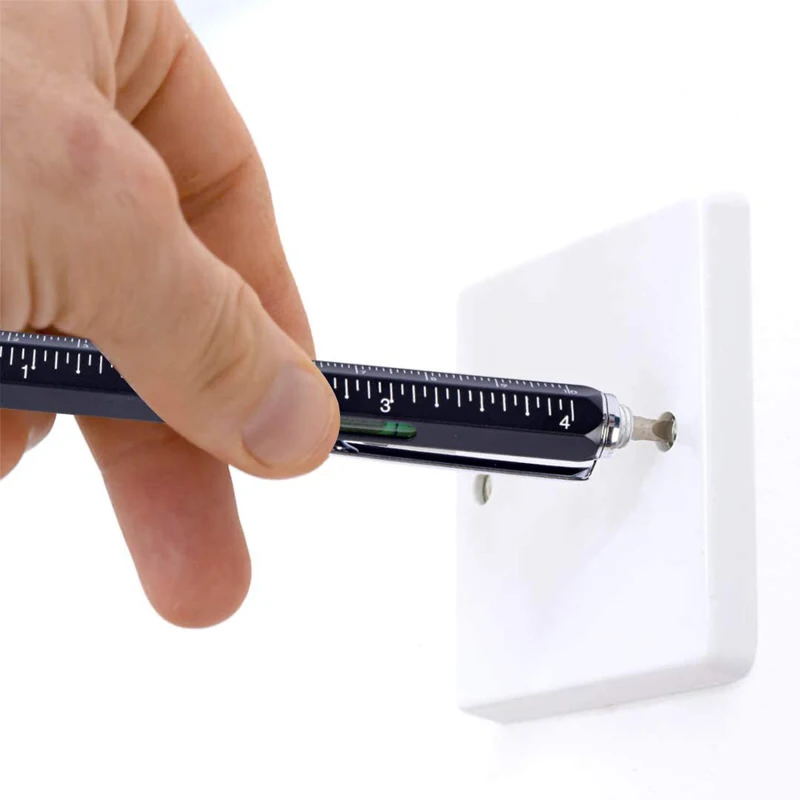 6 In 1 Multi Tool Pen Multifunction Screwdriver Precision Ruler Caliper Ballpoint Pens for Phone Touch Creativity Level Meter multifunction pen tool