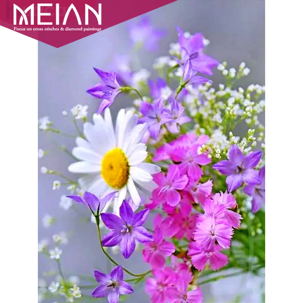 Алмазная вышивка Meian Flower 5D DIY картины с ромашками украшение для дома полный набор