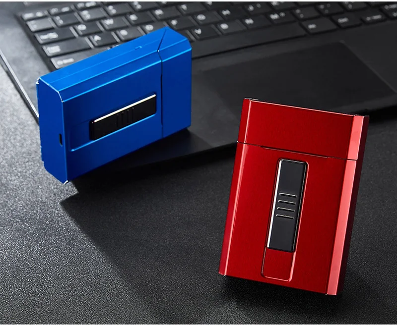 20 шт Емкость портсигар Чехол коробка с электронная USB Зажигалка для тонкая сигарета водонепроницаемый портсигар плазменная зажигалка