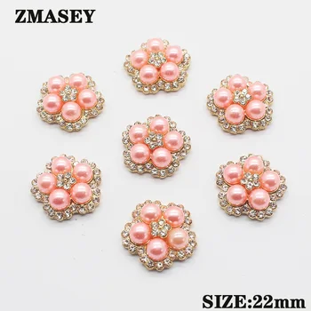 

High-end 10pcs/set of flowers and pearl buttons, girl hair accessories, handmade accessories, wedding sewing decoration