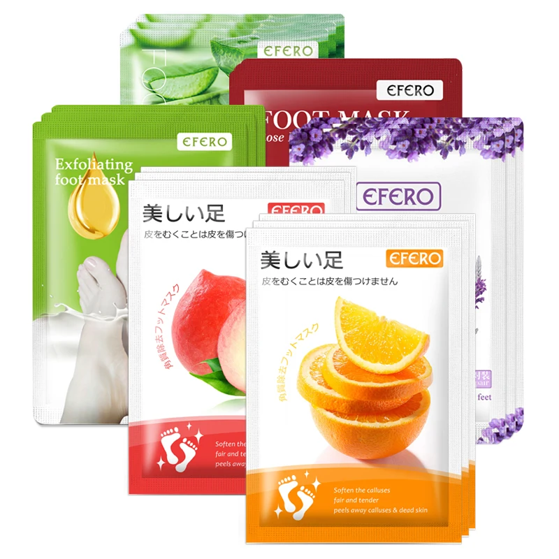 

6Pack Foot Mask Whitening Foot Spa Patches Smooth Dead Skin Remover Pedicure Socks Foot Peeling Mask Exfoliating Feet Skin Care