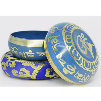 

3.7 Inches Metal Tibetan Singing Bowl Set Yoga Bowl Set with Stick and Cushion Singing Bowl Meditation Musical Instrument YB02