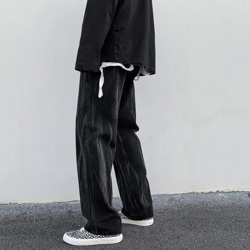 

Black Pants Men High Street Tide Brand Fried Street Casual Jeans Men's Loose, Straight, Wild, Trendy, Straight, Wide Leg Pants