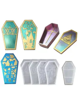 

4 Shape Halloween Coffin Box Molds Coffin Storage Box Silicone Molds Art Crafts DXAA