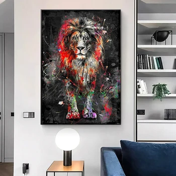 

Colorful Lion Wall Art Canvas Painting Nordic Posters and Wall Prints Animal Pictures for Living Room Cuadros Home Decor
