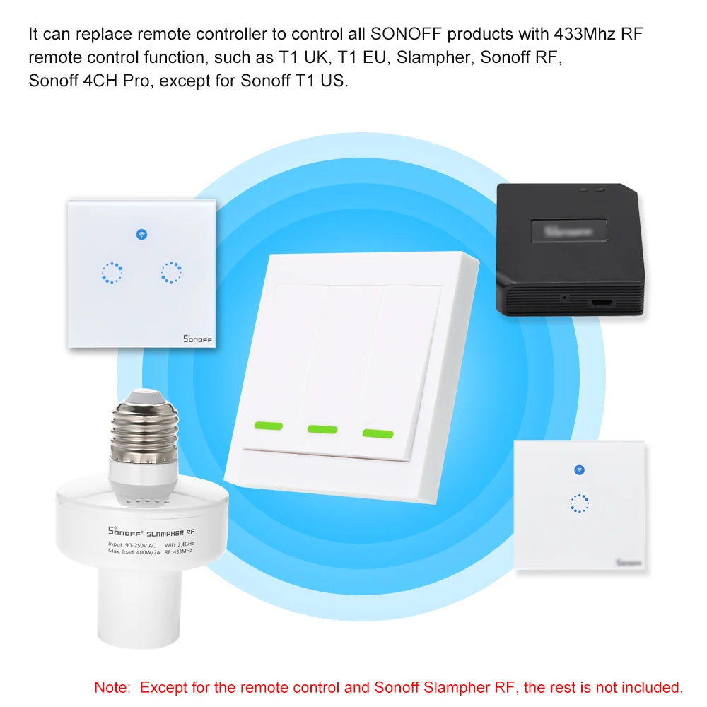 3 шт. SONOFF Slampher ITEAD WiFi умный светильник держатель лампы 433 МГц RF E27 Беспроводной