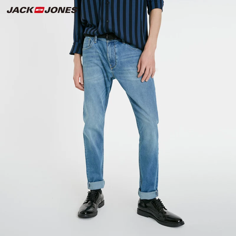 Мужские облегающие джинсы JackJones слегка тянущиеся тонкие из хлопка уличная одежда