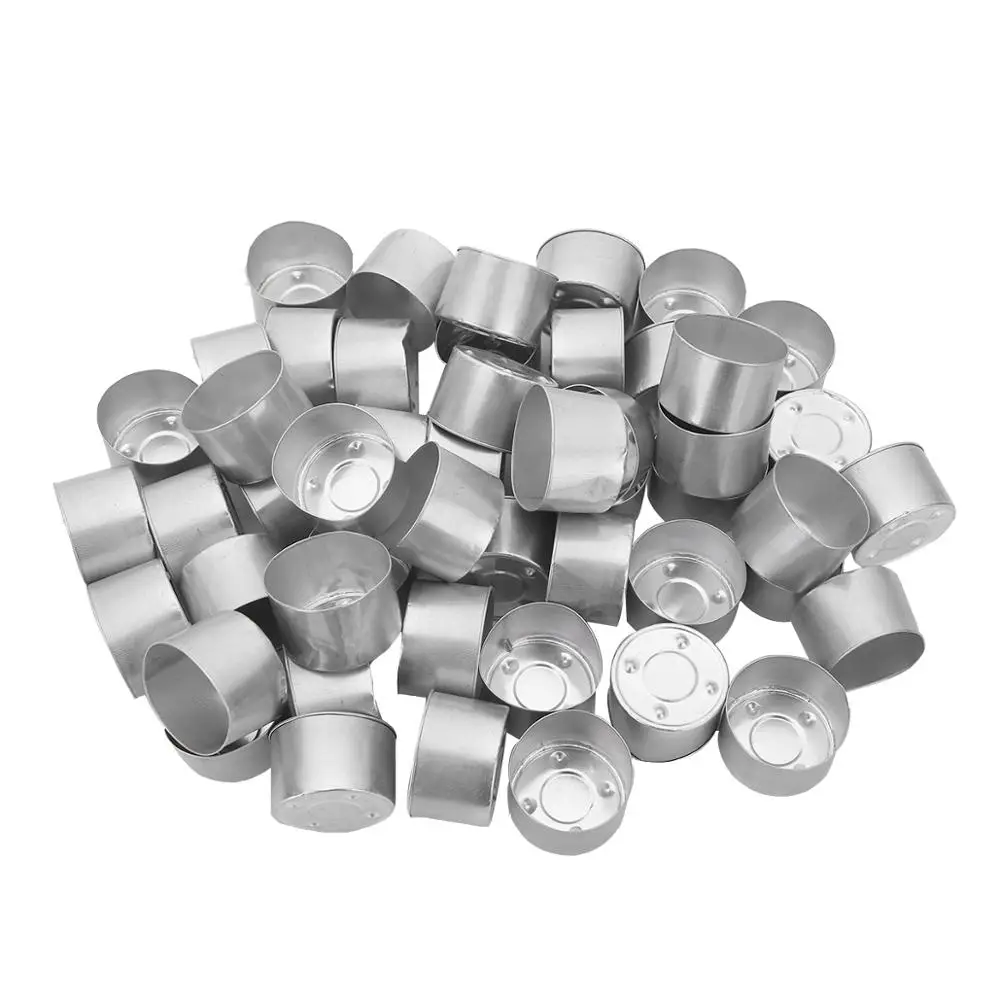 50Pcs Lightweight Premium Aluminum Tea Light Cups Pans Round Round Metal Tin Tealight Holders DIY Candle Making Projects candle tin jars