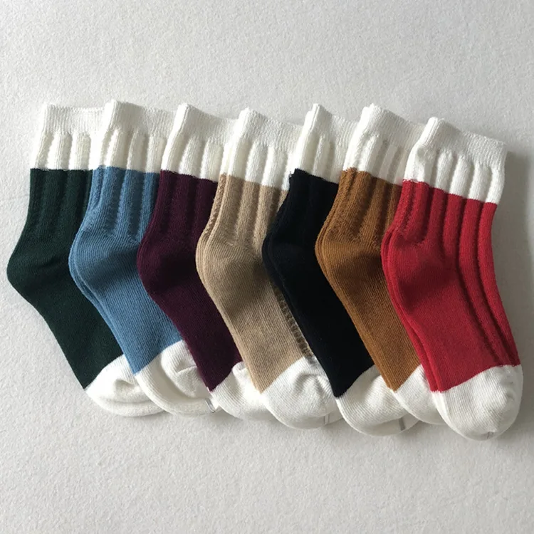 

Korean-style Transfer Mixed Colors Double Needles Men And Women Children Short Socks