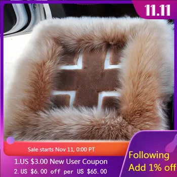 

Car Seat Plush Cushion Cover Faux Fur Cute Interior Accessories Styling Winter New Soft Warm Pad Seat Cover For bmw e46 audi a3