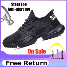 Lizeruee легкая защитная обувь; Мужская обувь со стальным носком; нескользящие рабочие дышащие кроссовки; износостойкие; Zapatos de trabajo