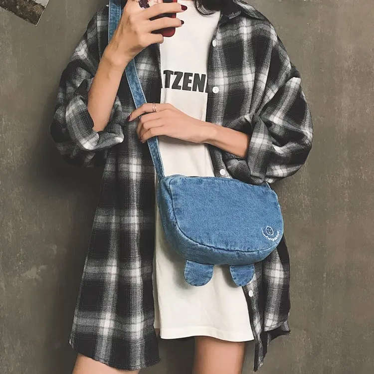 

Small Bag Women's 2018 New Style Fashion Simple Denim Korean-style College Harajuku Students Crossbody Bag