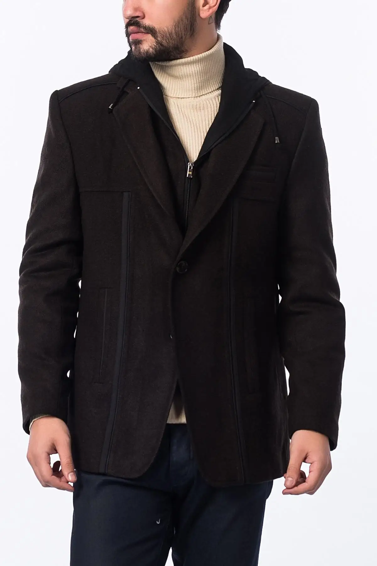 Мужская кофейная Coat-1030001K7502 с узором Dewberry