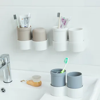 

Traceless wall hanging wash set tooth cup tube set bathroom wall hanging Wash Cup set travel toothbrush box set
