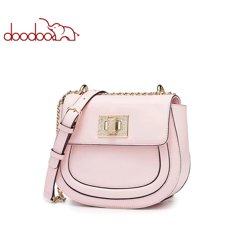

DOODOO Brand Women Bag Female Shoulder Crossbody Bags Ladies Artificial Leather Chain Messenger Bags Lock Switch Design 2 Colors