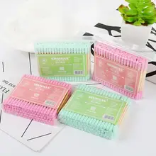 45#100 шт. одноразовые 2-сторонняя ватные палочки с бамбуковым основанием для очистки губки аппликатора Чистка ушей инструменты для здоровья; Прямая поставка