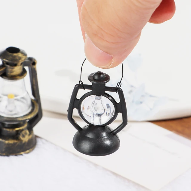 1:12 1:6 Scale Miniature Oil Lamp Dollhouse Accessories Mini Kerosene Lantern Doll House Decor Scene Ornaments Pretend Play 5